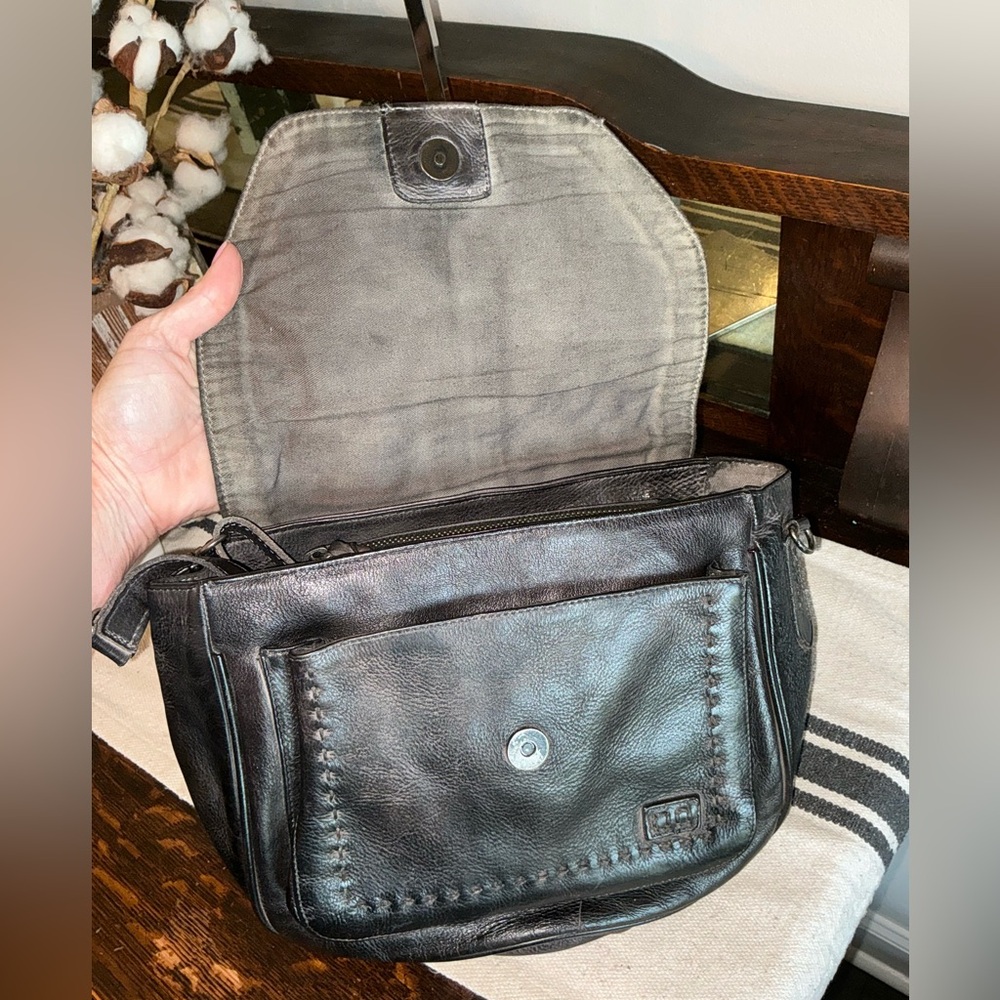 Bed Stu Brown & Black Leather Two-Tone Crossbody Bag - Picture 7 of 15